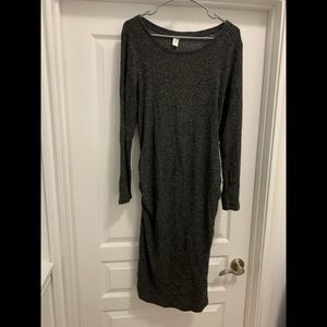 Maternity fitted gray sweater dress